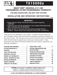 How to lock & unlock a lux thermostat? Lux Products Smart Temp Tx1500ua Installation And Operating Instructions Manual Pdf Download Manualslib