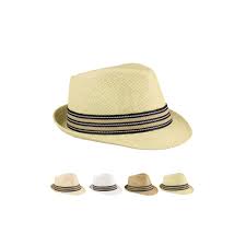 24 Units Of Straw Fedora Hat With Stripe Band In Assorted Colors Fedoras Driver Caps Visor Straw Fedora Hat Straw Fedora Fedora Hat