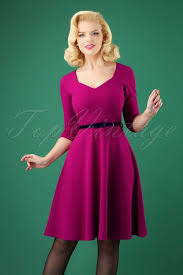 Vintage Chic For Topvintage 50s Suzan Swing Dress In Amaranth Swing Dress Dresses Swing Skirt