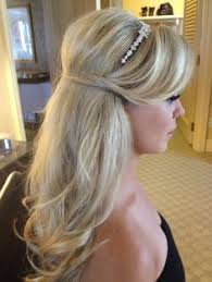 I Like The Idea Of A Half Up Hairstyle With Some Sort Of Hairband Or Sleeping Beauty Style Ribbon Wedding Hair Down Half Up Wedding Hair Straight Wedding Hair