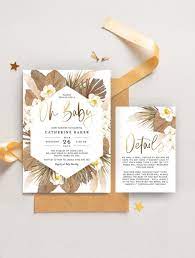 Pampas Grass Oh Baby Shower Invitation Grass02w Gold Baby Shower Invitation Cards Baby Shower Invitations Baby Shower
