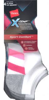 Hanes X Temp Sport Comfort No Show Socks 4 Pack Mx504x