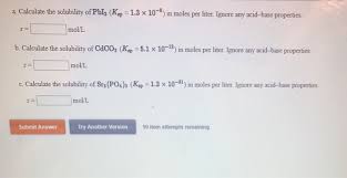 To do so we'll use the co. A Calculate The Solubility Of Pbi2 Kop 1 3 X 10 8 Chegg Com