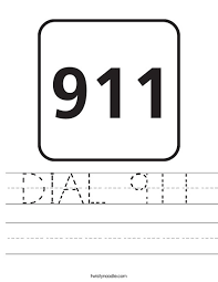 Emergency 911 phone stickers, 2 x 1 1/4. Dial 911 Worksheet Twisty Noodle