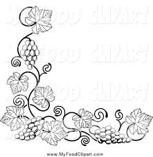 Black And White Vines Clipart Food Clip Art Of A Black And White Grape Vine Corner Border Burning Flowers Corner Borders Grape Vines