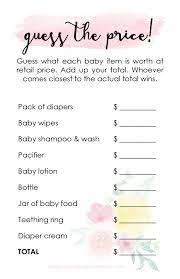 Download full game for free. Printable Baby Shower Game Guess The Price Morning Motivated Mom