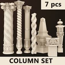 Columns 7 Set 3d Dxf Pillar Design Cornice Design Columns Decor