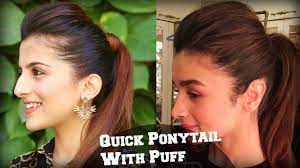 1 Min Perfect Puff With A Quick High Ponytail Hairstyle For College Work Party X2f Alia Bhatt Youtube High Ponytail Hairstyles Hair Puff Easy Hairstyles