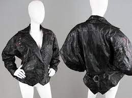Vintage 80s Patchwork Leather Jacket Batwing Jacket Biker Jacket Rocker Jacket Studded Jacket Oversized Jacket Leather Jacket Patchwork Leather Studded Jacket