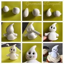 Tutoriel Fantome En Pate A Sucre Pour Halloween Diy Make A Ghost Cake Topper Out Of Fondant Or Gumpaste F Deco Gateau Halloween Halloween Gateau D Halloween
