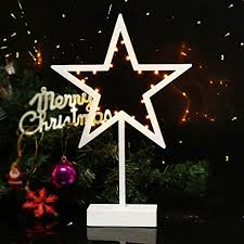 Bright Zeal Five Pointed Star Led Lights 10 W Five Pointed Star Shape White 6hr Timer Batteries Includ White Night Lights Decorative Signs Table Top Decor