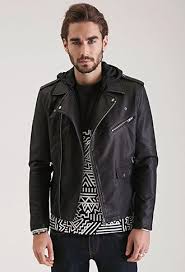 Hooded Faux Leather Moto Jacket Forever 21 2000136953 Leather Jeans Men Faux Leather Moto Jacket Mens Clothing Sale