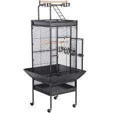 61 Parrot Cage Rolling Metal Bird Cage Cockatiel Lovebird W Play Top Black Large Parrot Cage Parrot Cage Cockatiel