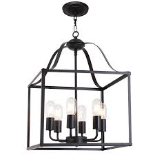 Foyer Chandelier 16 Inches Cage Chandelier 6 Light Farmhouse Chandelier Entryway Chandelier Lantern Pendant Light Rustic Chandelier Bonlicht Lighting