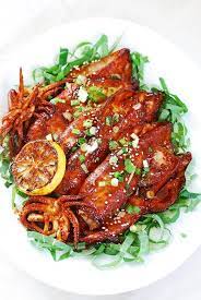 Spicy Grilled Squid Ojingeo Gui Grilled Squid Squid Recipes Seafood Recipes