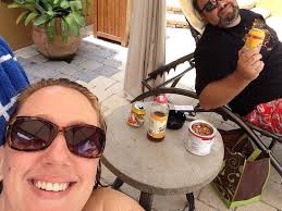 Hubby and I lounging in a cabana