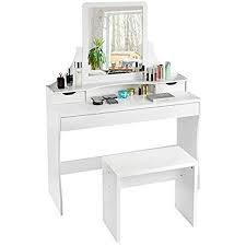 Schminkkommoden & schminktische online kaufen möbel 24 mehr als 31 anbieter vergleichen riesenauswahl von über 500 schminkkommoden & schminktische 524 kostenlos.ambia home schminktisch akazie massiv schwarz, braun , holz, metall, glas , 3 schubladen , 60x136x40 cm. Costway Schminktisch Weiss Make Up Tisch Mit Spiegel Und Hocker Frisierkommode Holz Frisiertisch Mit 3 Schublade Schminktisch Weiss Frisiertisch Make Up Tisch