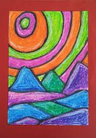 Dreampainters Alien Landscape Oil Pastel Black Ink Wash Homeschool Art Oil Pastel Art Lessons