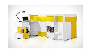 Lit mezzanine enfant avec bureau sur twenga: Lit Mi Hauteur Jaune Avec Bureau Et Armoire Chambre Enfant Yello