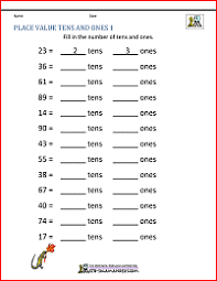 Determine the value of the underlined. 1st Grade Place Value Worksheets 2 Digit Numbers