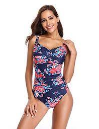 Lalavava Women Vintage One Piece Swimsuit Monokini Ruched Tummy Control Bathing Suit Na Womens Swimsuits 2019 Vintage One Piece Swimsuits Monokini Swimsuits
