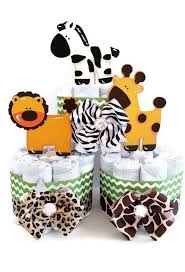 • baby shower hostesses love them because they are a cute and impressive centerpiece for the party. Safari Animal Diaper Cake Centerpieces Little Love Bugs Creations