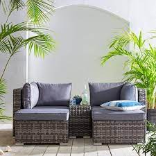 Oslo all weather weave 120x120cm dining table with wood effect top. Modular Garden Furniture The Furniture Co