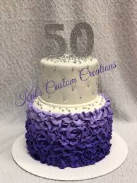 50th Birthday Cake Decorations For Her Purple And Silver Ruffle 50th Birthday Cake Purple Cakes Birthday 50th Birthday Cake 50th Birthday Cake For Women