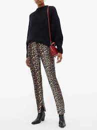 Split Hem Leopard Print Skinny Jeans Ganni Matchesfashion Com Us Printed Skinny Jeans Women Wear Skinny Jeans