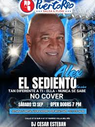 Próximo sábado 13 de septiembre tendremos en vivo a 🎤ALEX EL SEDIENTO 🎤  interpretado todos sus éxitos 🚨NO COVER 🚨 Reserva tu mesa y no te pierdas  de esta gran noche 🎊🇵🇷 Info 3213354580 🕺🏼🪩💃🏼💯💯💯💯