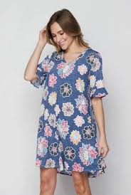 New Multi Colored Spring Floral Denim Blue Honeyme Dress S M L Xl 2xl 3xl Honeyme Dresses Easter Springstyle O Floral Denim Dresses Clothes For Women