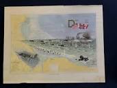 Commemorative D-Day Lithograph by Padraig Creston - map and guache ...
