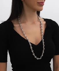 Antique Silver Statement Necklace: Chunky Chain, Extra Long Vintage Style