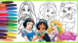 Diharapkan gambar kartun bisa menghibur kamu semua. Disney Princess Coloring Snow White Jasmine Rapunzel Mewarnai Gambar Princess Disney Putri Salju Youtube