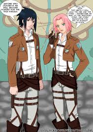 Sasusaku Crossover Shingeki No Kyojin By Byblackrose On Deviantart Sasusaku Anime Crossover Sakura Haruno
