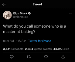 Kurt Wagner on X: Multiple masturbation jokes so far from Twitter CEO Elon  Musk and its not even 9 am PT. Happy Monday! t.coUXHgTNJia9  X