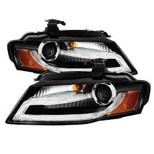 Spyder 09 12 Audi S4 A4 Projector Headlights Xenon Hid Model Only Drl Led Black Set Of 2 Projector Headlights Spyder Auto Audi A4