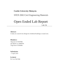 Prepare a lab report about concrete mix design. Pdf Concrete Mix Design Under Coastal Environment