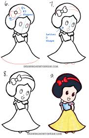 How To Draw Cute Baby Chibi Snow White In Simple Step By Step Drawing Lesson How To Draw Step By Step Drawing Tutorials Easy Drawings Easy Disney Drawings Cute Easy Drawings