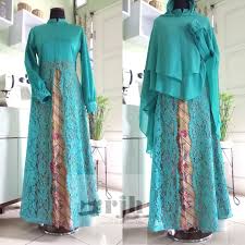 Gamis kombinasi batik, brokat, dan polos. Gamis Batik Kombinasi Brocade Ibu Chitra Rumah Jahit Haifa