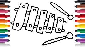 How To Draw And Color An Xylophone | Xylophone, Color, Drawings