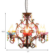 Bohemia Candle Chandelier Metal And Beaded Strand 6 Lights Decorative Pendant Lamp In Aged Brass Susuohome Com