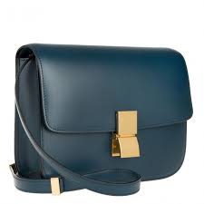celine medium classic box handbag petrol in blau fashionette luxus taschen handtaschen celine
