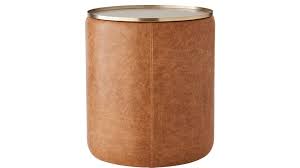 Stitch Leather Round Storage Side Table Reviews Cb2 In 2020 Leather Side Table Side Table Modern Side Table