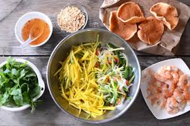 Thai shrimp, chicken, grapefruit, and coconut salad. Vietnamese Green Mango Salad With Shrimp Gá»i Xoai