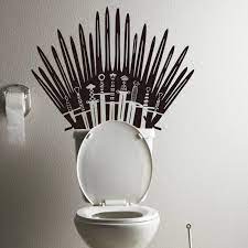 Art New Design Toilet Decor Vinyl Iron Throne Wall Decals Removable Sword Seat Home Decoration Waterproof King Pattern Sti Estampas Decoracao Decoracao De Casa
