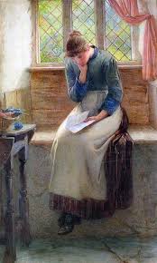 William Harris Weatherhead 1843 1903 Cottage Int By Gorringes Woman Reading Art Lettering