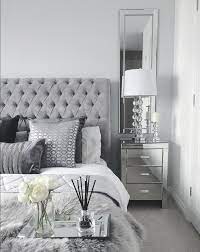 Explore beautiful living room, bedroom, dining room, and office room ideas for interior design inspiration. Grey Bedroom Inspo Grey Interior Bedroom Silver Mirror Side Tables Grey Bedroom Decor Mirrored Bedroom Furniture White And Silver Bedroom