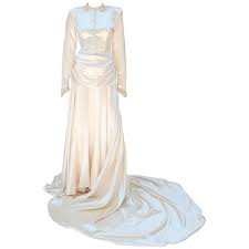 Usd $142.49 (2077) wedding dresses. 1940 S Ivory Satin Draped Wedding Dress With Bustle And Train For Sale At 1stdibs
