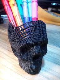 Desk Organizer Mesh Skull Pencil Holder Free Shipping Gift Etsy In 2021 3d Pen Art Pen Projects 3d Drawing Pen